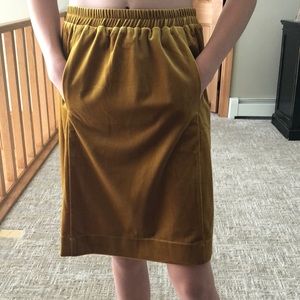 Roolee boutique yellow velvet midi skirt